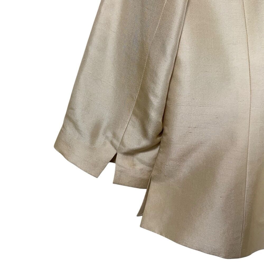 Adrianna Papell Blazer Jacket Womens Size 10 Yellow 100% Silk Button 3/4 Sleeve - Picture 5 of 11